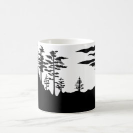 Silhouettemonokromen landskap kaffemugg