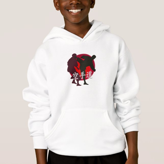 Silhouetten av Karateslagsmål som är röd cirklar T Shirt (Framsida)