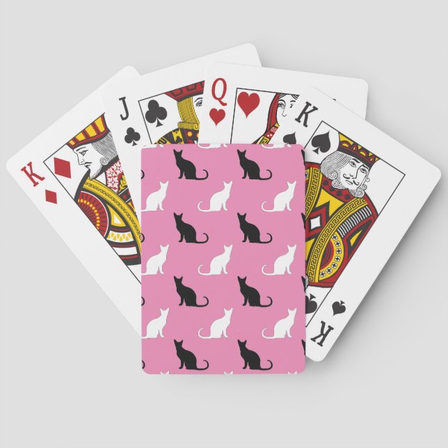 Silhouetter av svart- och vitkatt på Rosan Casinokort (Baksidan)