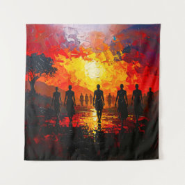 Silhouettes at Sunset: Fiery Horizon Walkers