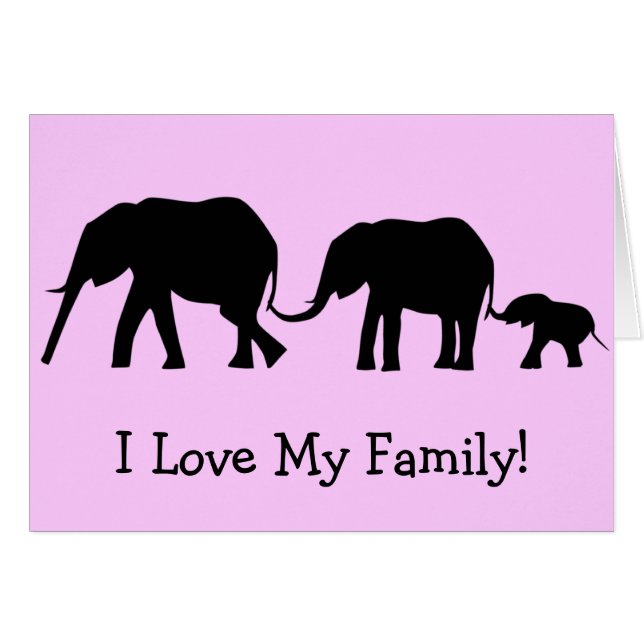 Silhouettes av 3 elefantinnehavsvanar hälsningskort (Framsidan Horizontal)