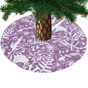 Silhouettes botaniska Blommigtens Lila och vit Julgransmatta Borstad Polyester