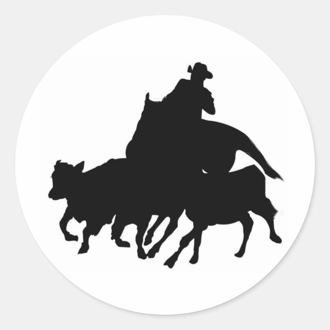 Silhouettes - Hästar - Team Penning Runt Klistermärke (Framsida)