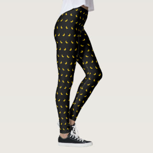 Silhouettes of Small Gult Bananas on Black Leggings