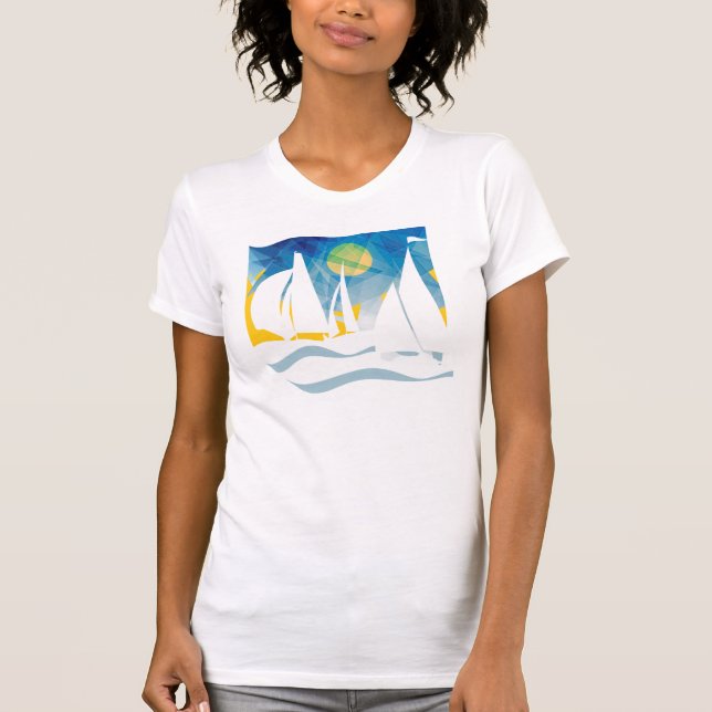 Silhouettesegling på havet t shirt (Framsida)