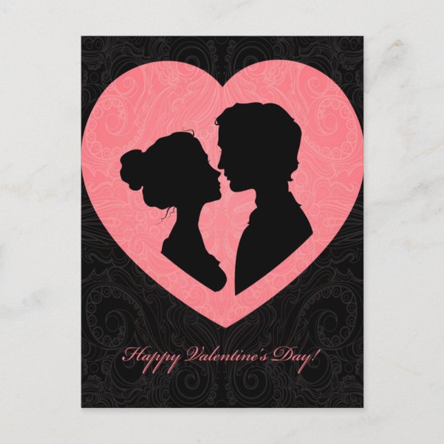 Silhouettesvalentin kort för dag (Framsida)