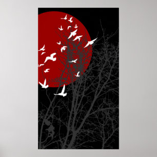 silhouscreen fåglar poster
