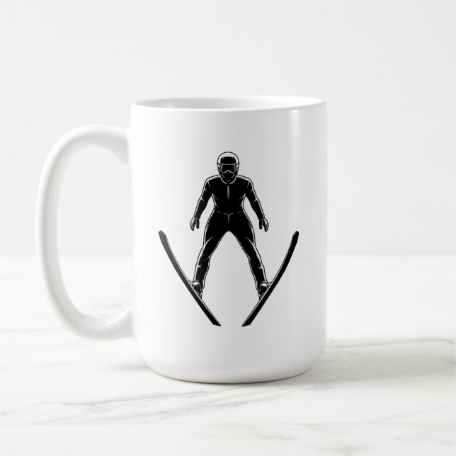 Silhuett av backhoppare kaffemugg (Vänster)