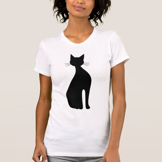 Silhuett av en sittande katt t shirt (Framsida)