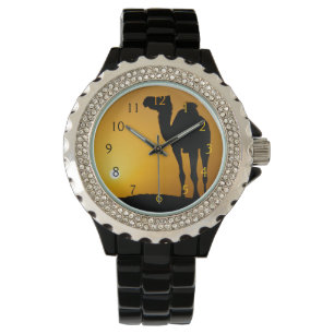 Silhuett av en vild kamel vid solnedgång armbandsur