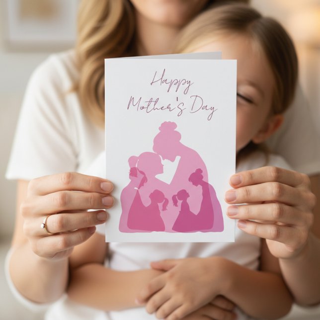 Silhuett av mamma och dotter minimalistisk elegant kort (Skapare uppladdad)