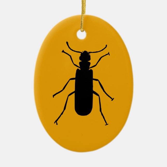 Silhuett av oljebagge julgransprydnad keramik (Framsidan)