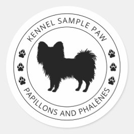 Silhuett av Papillon-hund med tassar och anpassad Runt Klistermärke