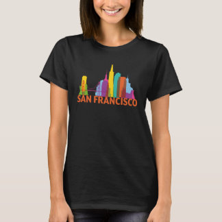 Silhuett av San Francisco Kalifornien himmelskontu T Shirt