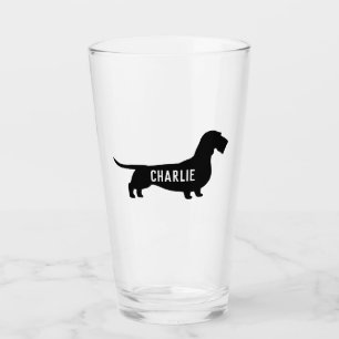 Silhuett av strävhårig Dachshund för Wiener Hundäl Glaskopp