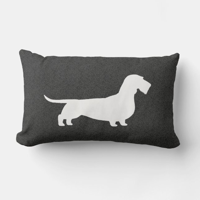 Silhuett av strävhårig dachshund lumbarkudde (Framsida)