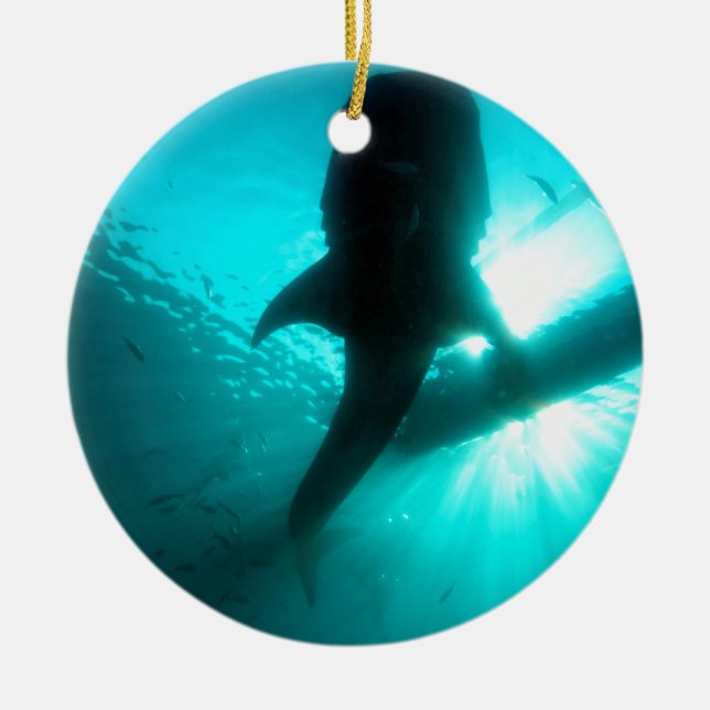 Silhuett av valhaj julgransprydnad keramik (Framsidan)