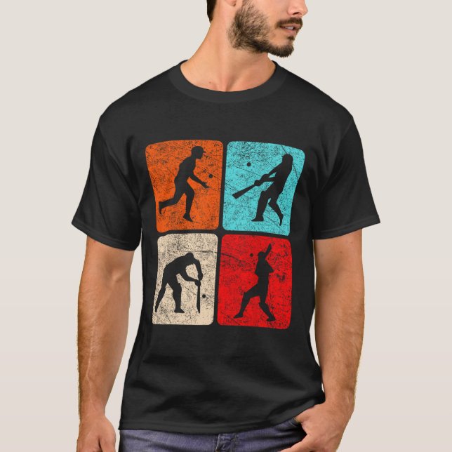 Silhuett Cricketspelare T Wicket Stumps Ils Tti Shirt (Framsida)