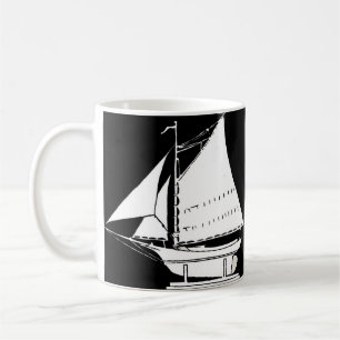 silhuett för segelbåt kaffemugg