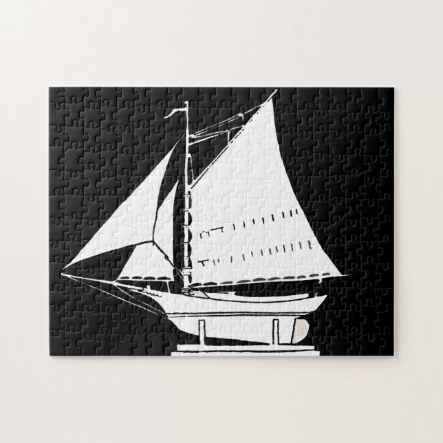 silhuett för segelbåt pussel (Horisontell)