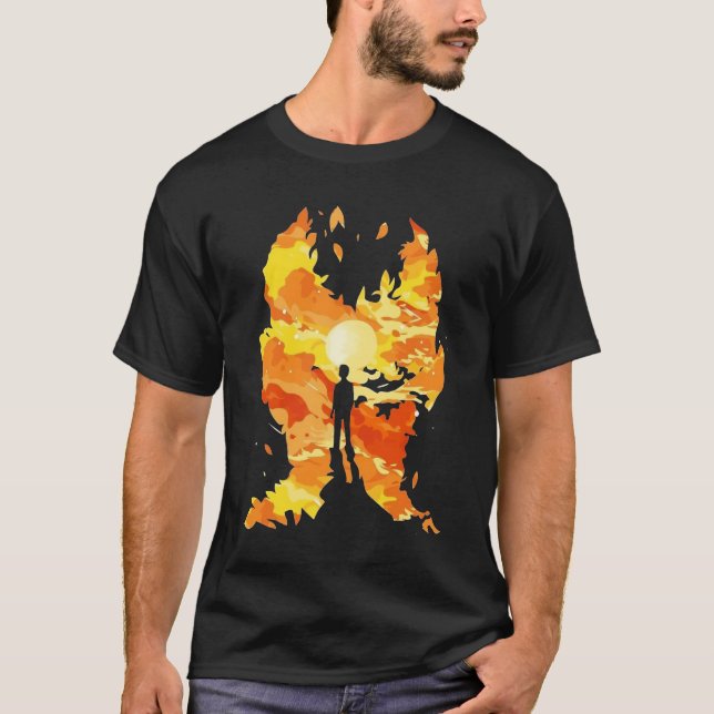 Silhuett i Fantasiens Flammor T-Shirt (Framsida)