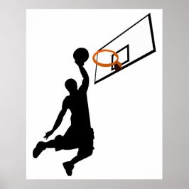 Silhuett Slam Dunk Basketspelare Poster