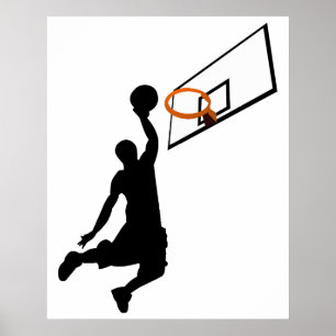 Silhuett Slam Dunk Basketspelare Poster