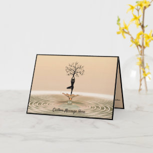 Silhuett Zen Yoga Position med Livets Träd Design Kort