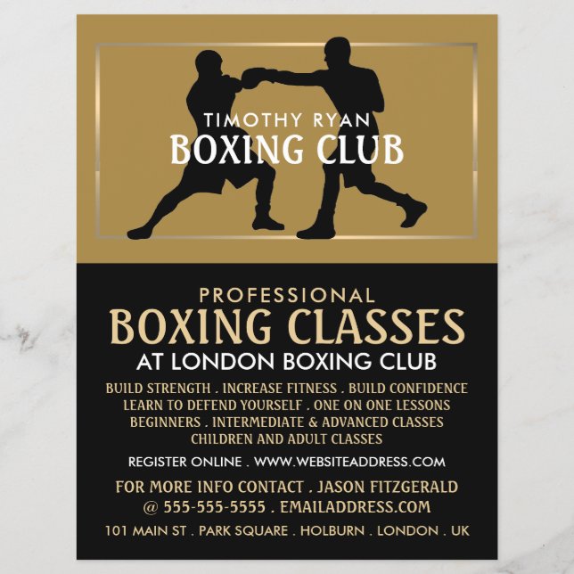 Silhuettboxningsmatch, boxningsklassreklam reklamblad (Framsidan)