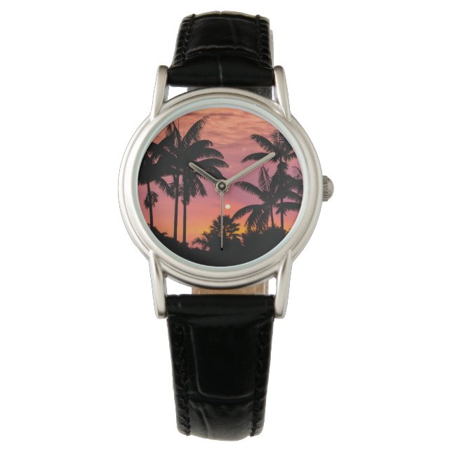 Silhuetterade palmer, Hawaii Armbandsur (Framsida)