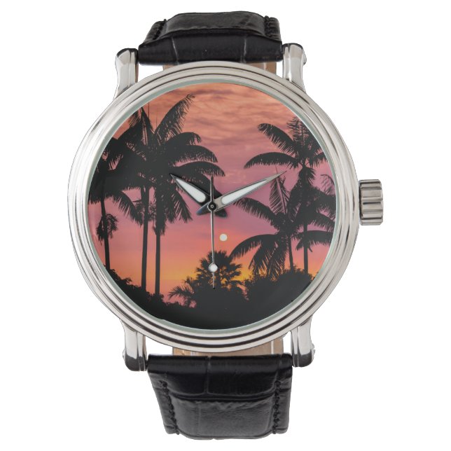 Silhuetterade palmer, Hawaii Armbandsur (Framsida)