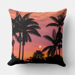 Silhuetterade palmer, Hawaii Kudde