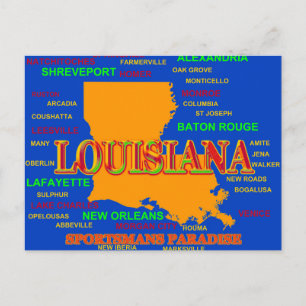 Silhuettkarta över Louisiana med delstatens stolth Vykort