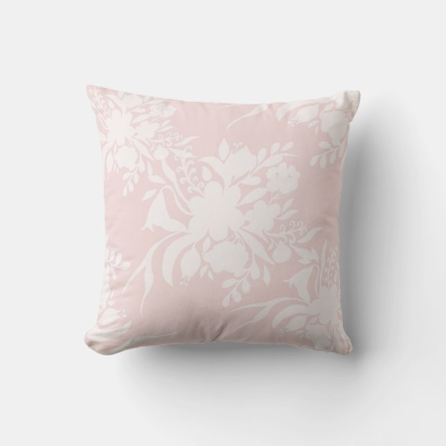 Silhuettmönster av blommor i rosa toner kudde (Framsida)