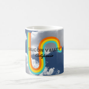 Silicon Valley Kalifornien Retro Regnbåge och moln Kaffemugg
