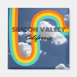 Silicon Valley Kalifornien Retro Regnbåge och moln Magnet