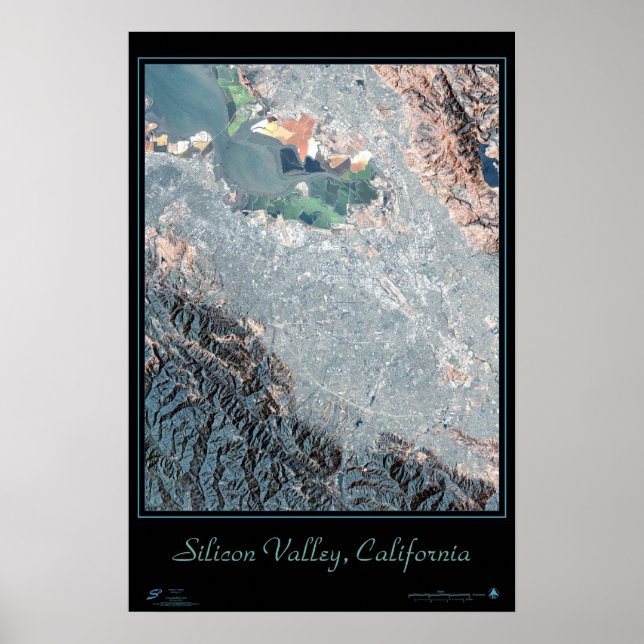 Silicon Valley, Kalifornien satellit affisch tryck (Framsidan)