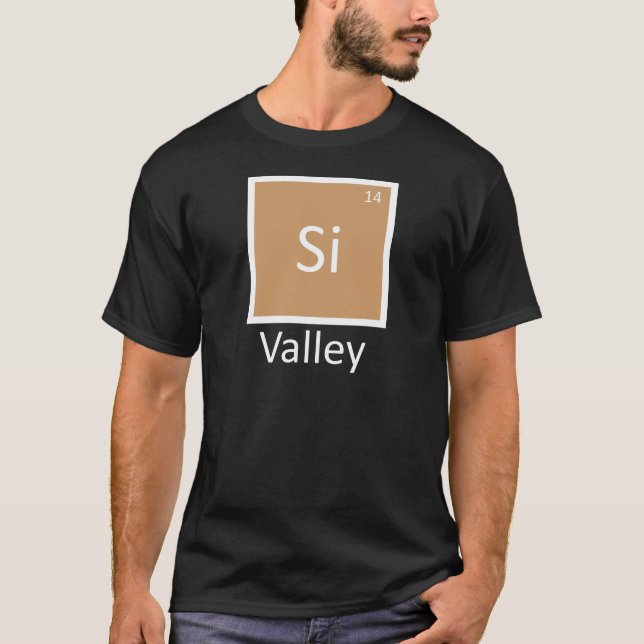 Silicon Valley Kemisk Periodiska System Skämt Tee Shirt (Framsida)