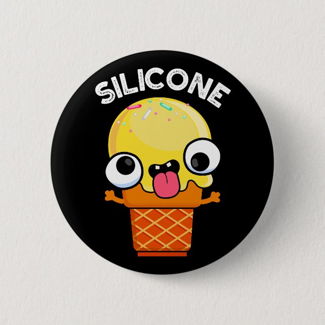 Silicone Funny Ice Cream Cone Pun Mörk BG Knapp (Framsida)