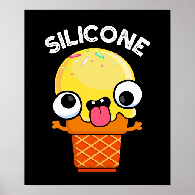 Silicone Funny Ice Cream Cone Pun Mörk BG Poster (Framsidan)