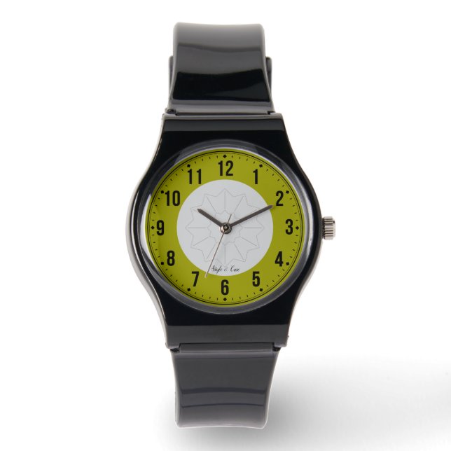 Silikonband svart med Oliv grönt Färg Armbandsur (Framsida)