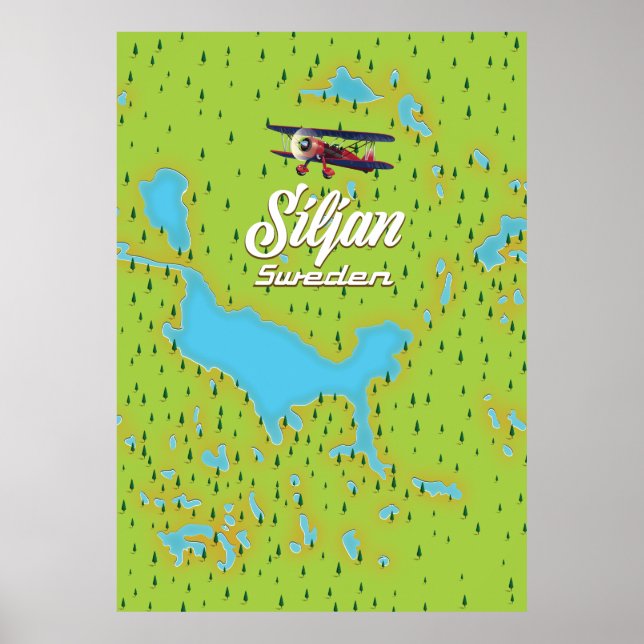 Siljan sjö Sverige karta Poster (Framsidan)