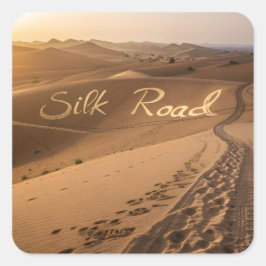 Silk Road Desert Landscape Typography Art Fyrkantigt Klistermärke