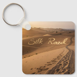 Silk Road Desert Landscape Typography Art Nyckelring