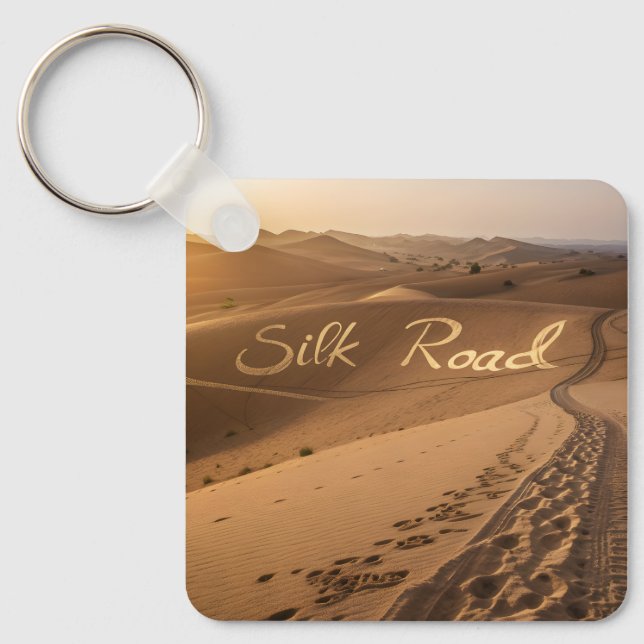 Silk Road Desert Landscape Typography Art Nyckelring (Framsida)