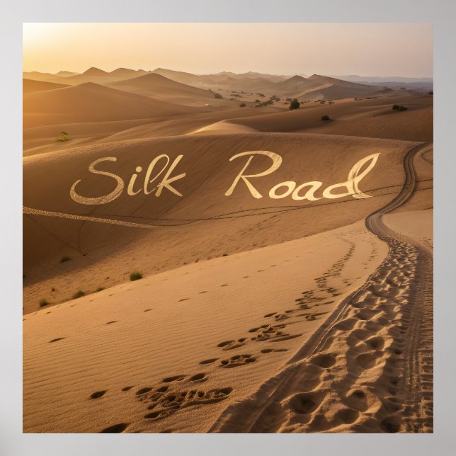 Silk Road Desert Landscape Typography Art Poster (Framsidan)