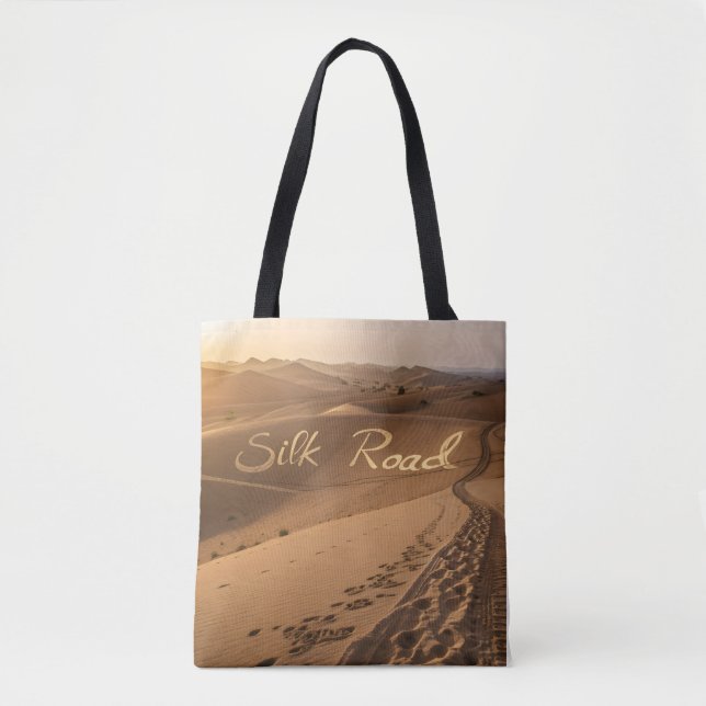 Silk Road Desert Landscape Typography Art Tygkasse (Framsida)