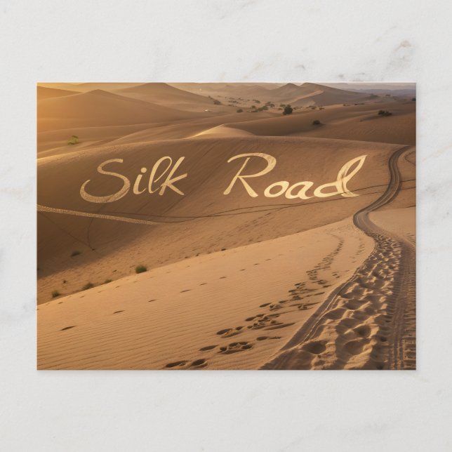 Silk Road Desert Landscape Typography Art Vykort (Framsida)