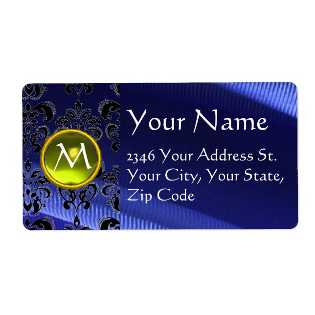 SILKE DAMASK GEM-gult, elblått  Fraktsedel (Framsidan)