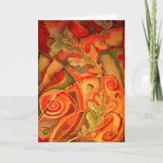 Silke målat kort för hälsning för ekollonOaklöv